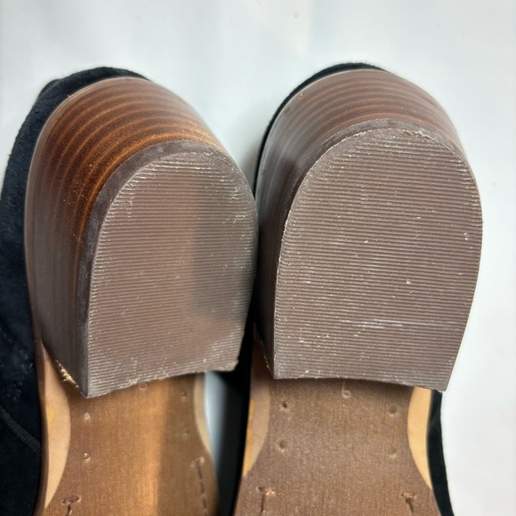 SAM EDELMAN Sz 9 Suede Booties Brown Stacked Heel Almond Toe Low Top Ankle Boot - Picture 7 of 9